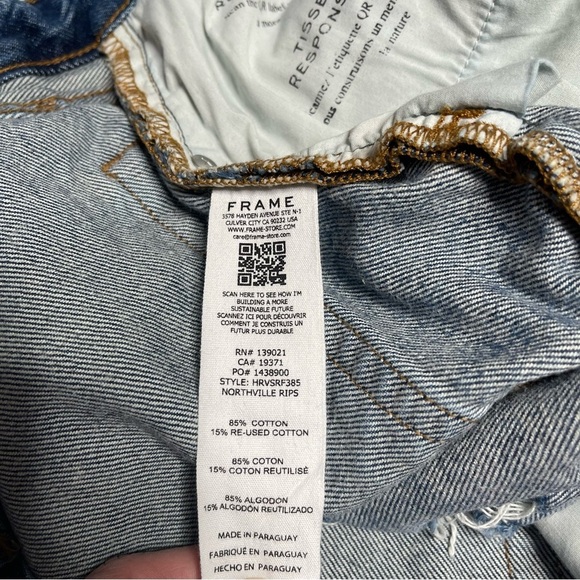 FRAME Denim Cutoff Denim Shorts size 34 in Northville Rips - Picture 3 of 9